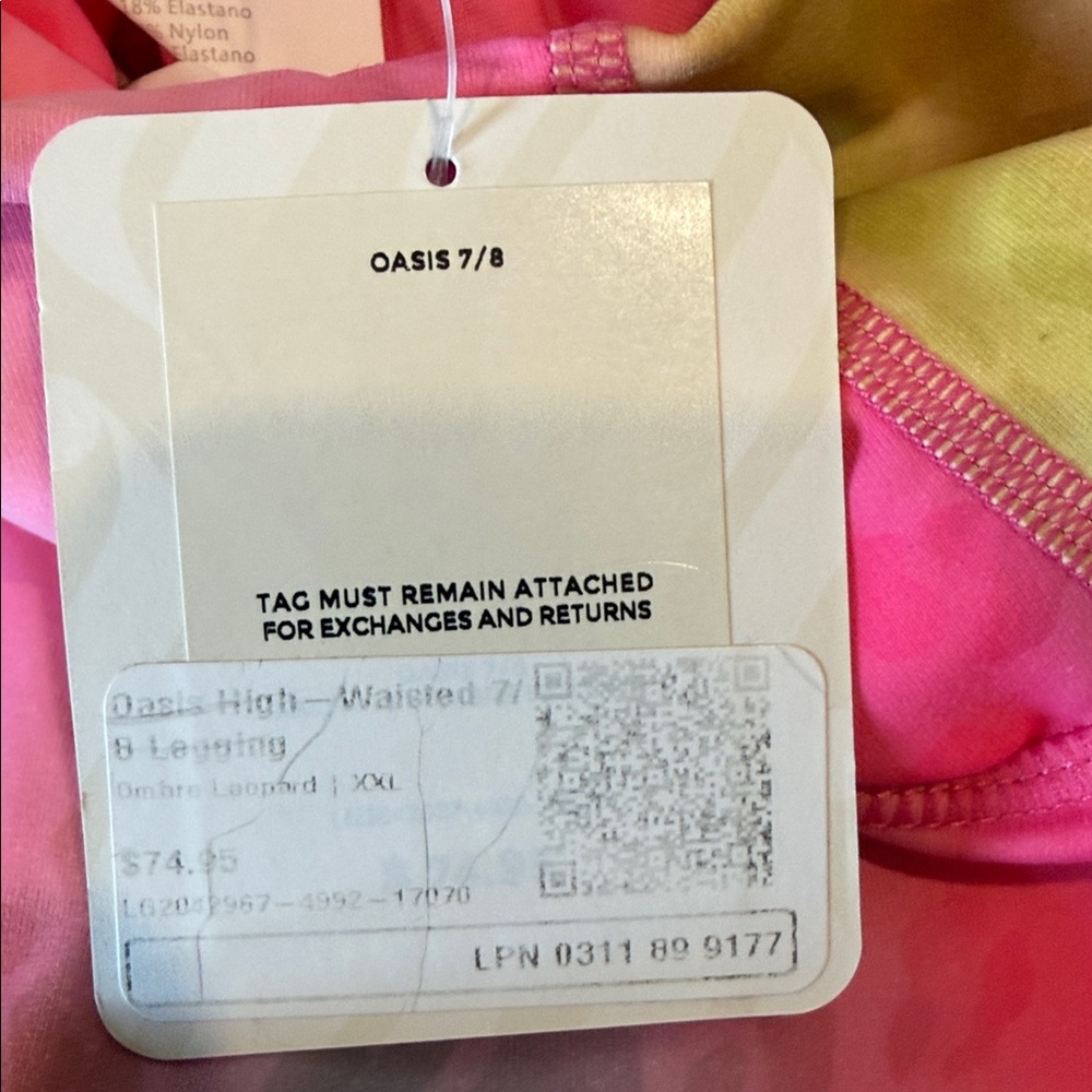 Fabletics Neon Pink Multicolor Leopard-Print Legg… - image 2